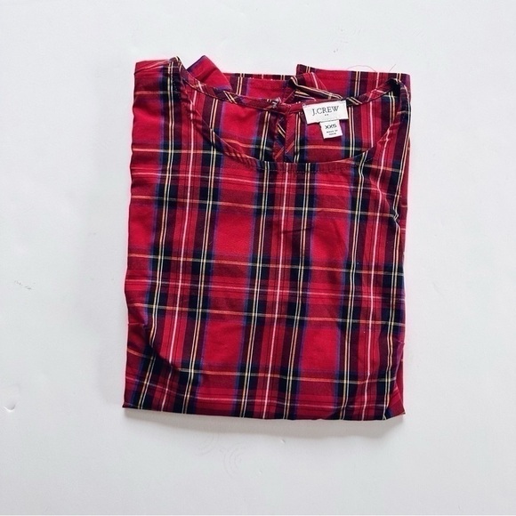 J.Crew Factory Tartan Ruffle Cotton Poplin Shirt Top XXS - Picture 4 of 6